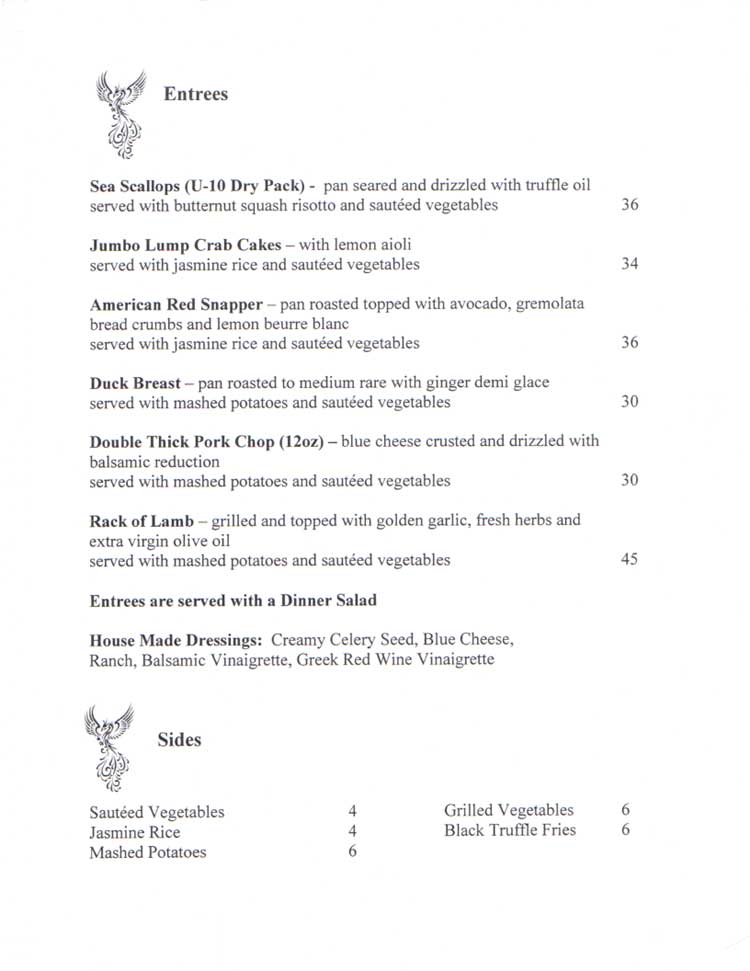 The Phoenix Restaurant Port Aransas Coastal Bend Menu Guide