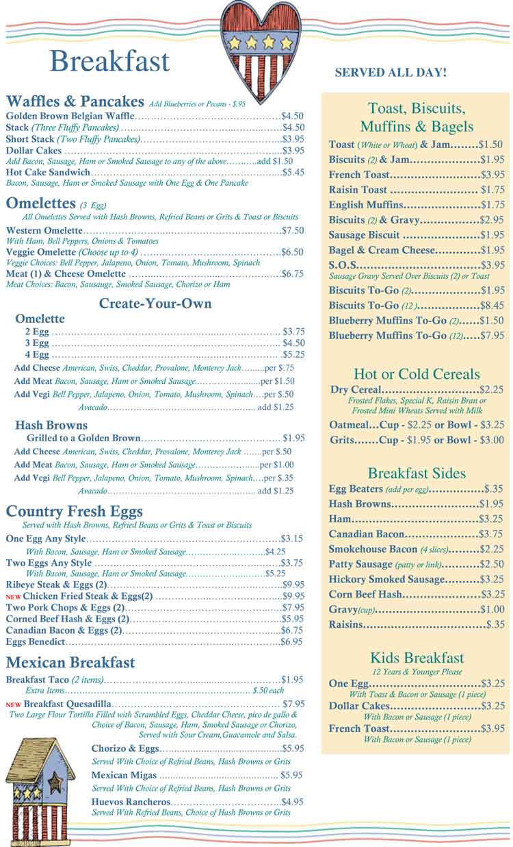 Andy's Kitchen Menu
