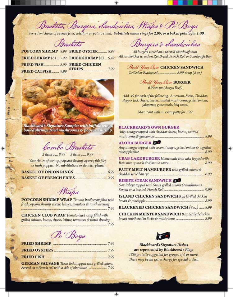 Blackbeard's Menu