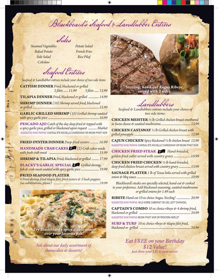 Blackbeard's Menu